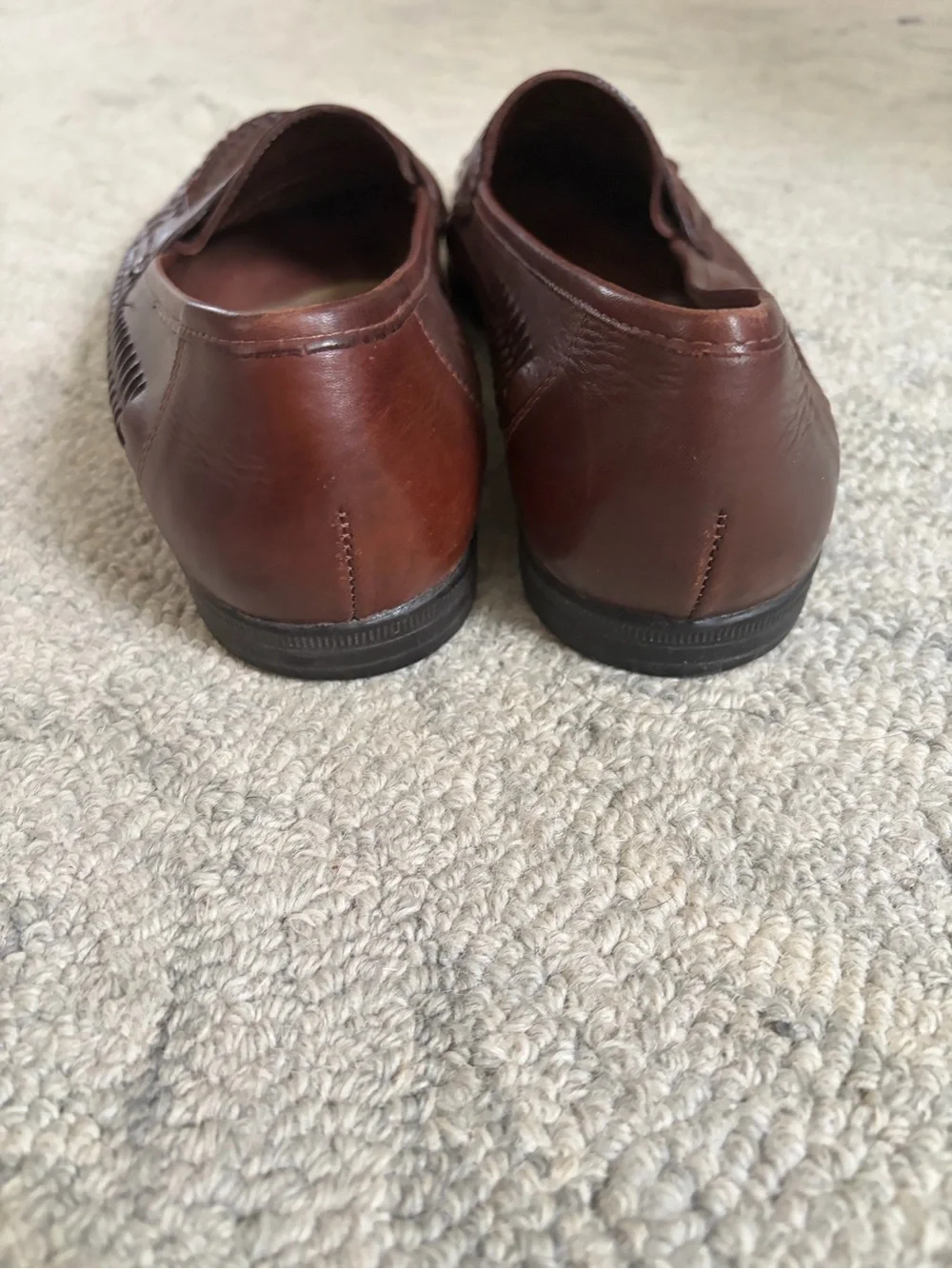 Nunn Bush Brown Woven Leather Tassel Loafers Mens 9.5M Made in Brazil